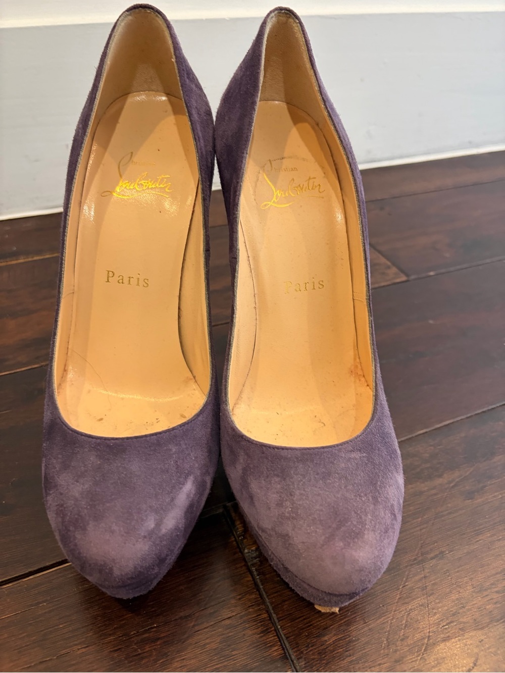 Christian Louboutin Plum Suede Platform Pumps